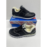 New Balance 574 Leather Black зимние