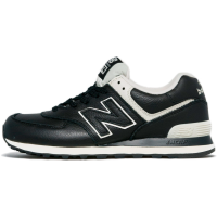 New Balance 574 Leather Black White зимние