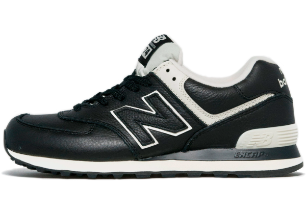 New Balance 574 Leather Black White зимние