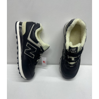 New Balance 574 Leather Black White зимние