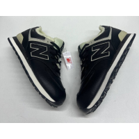 New Balance 574 Leather Black White зимние