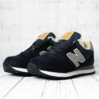 Кроссовки New Balance 574 Dark Blue Grey с мехом