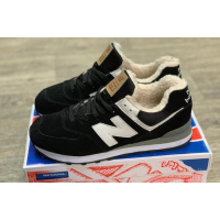 Кроссовки New Balance 574 зимние с мехом черные