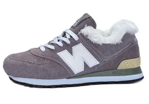 Кроссовки New Balance 574 серо-фиолетовые с мехом