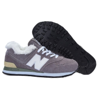 Кроссовки New Balance 574 серо-фиолетовые с мехом