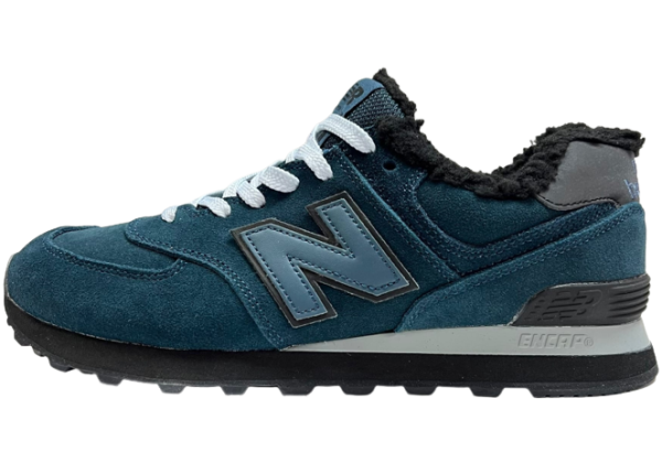 Кроссовки New Balance 574 сине-зеленые зимние