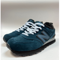 Кроссовки New Balance 574 сине-зеленые зимние