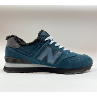 Кроссовки New Balance 574 сине-зеленые зимние