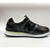 Кроссовки New Balance 574 зимние черные с белые