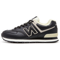 New Balance 574 Leather Black White зимние