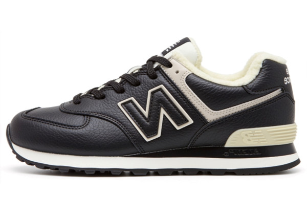 New Balance 574 Leather Black White зимние