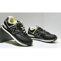 New Balance 574 Leather Black White зимние
