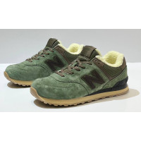 New Balance 574 Suede Green Brown зимние