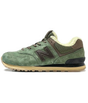 New Balance 574 Suede Green Brown зимние