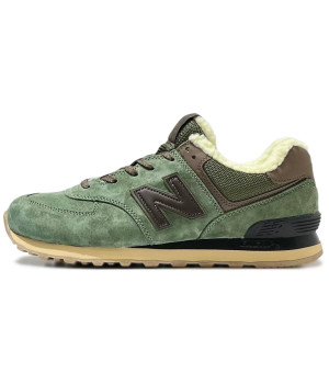 New Balance 574 Suede Green Brown зимние