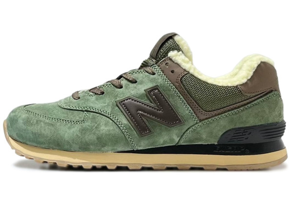 New Balance 574 Suede Green Brown зимние