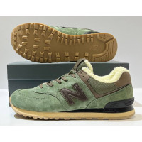 New Balance 574 Suede Green Brown зимние