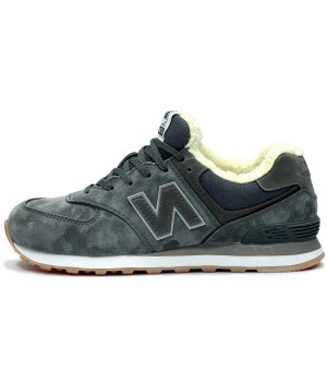 New Balance 574 Dark Grey Suede зимние
