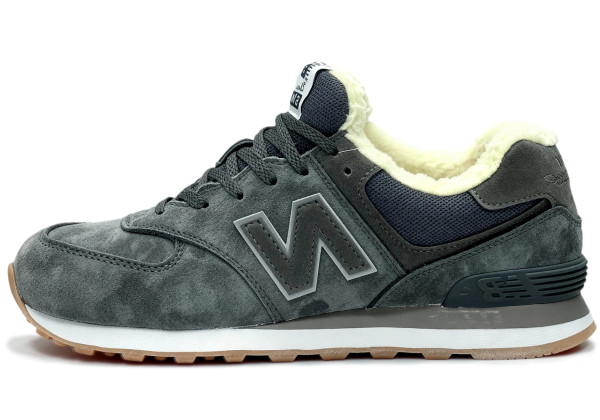 New Balance 574 Dark Grey Suede зимние