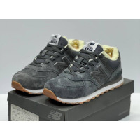 New Balance 574 Dark Grey Suede зимние