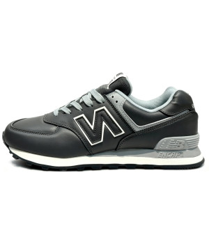 New Balance 574 Leather Black Grey