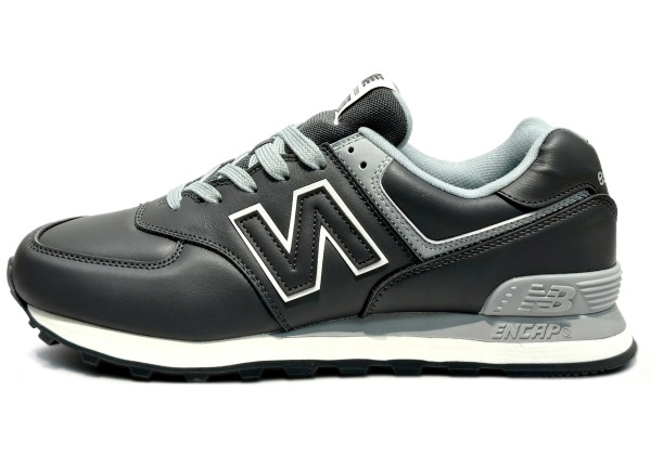 New Balance 574 Leather Black Grey