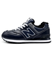 New Balance 574 Leather Dark Blue зимние
