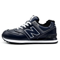 New Balance 574 Leather Dark Blue зимние