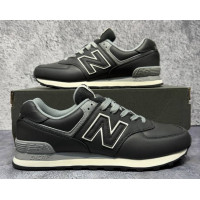 New Balance 574 Leather Black Grey