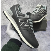 New Balance 574 Leather Black Grey