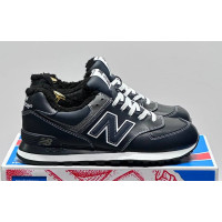 New Balance 574 Leather Dark Blue зимние