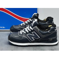 New Balance 574 Leather Dark Blue зимние