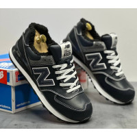 New Balance 574 Leather Dark Blue зимние