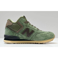 New Balance 574 Mid Green Brown с мехом