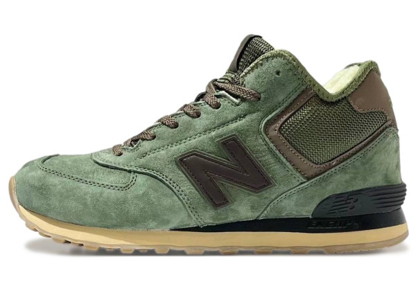 New Balance 574 Mid Green Brown с мехом