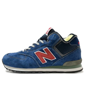 New Balance 574 Mid Blue Navy Red с мехом