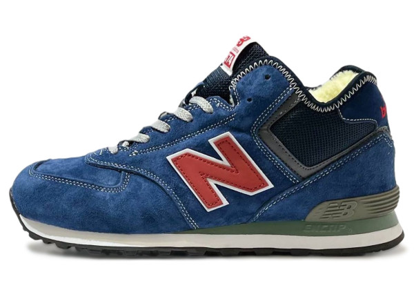 New Balance 574 Mid Blue Navy Red с мехом