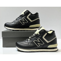 New Balance 574 Mid Leather Black White зимние