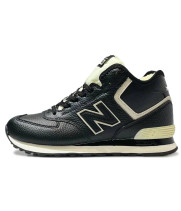New Balance 574 Mid Leather Black White зимние