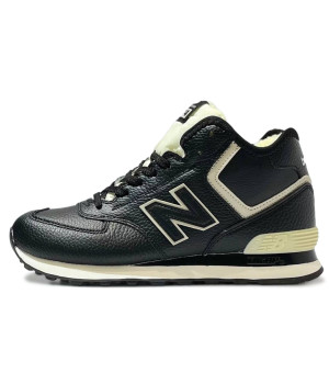 New Balance 574 Mid Leather Black White зимние