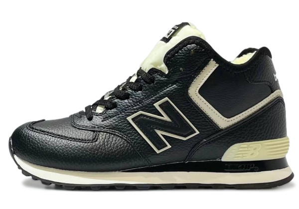 New Balance 574 Mid Leather Black White зимние