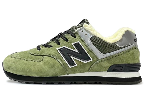 New Balance 574 Green Black с мехом