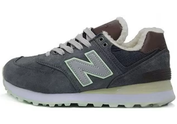 New Balance 574 Dark Grey Light Green Brown Winter