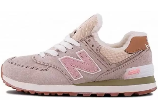 New Balance 574 с мехом Light Beige Pink