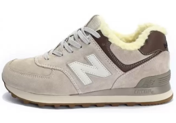 New Balance 574 замшевые бежевые с серы