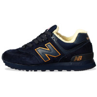 New Balance 574 Blue желтым с мехом