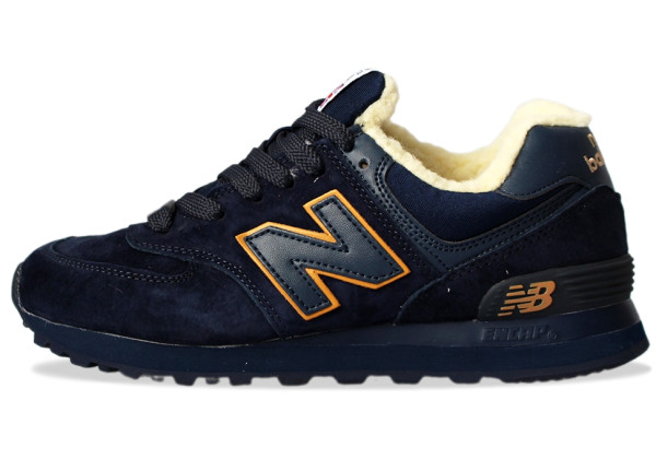 New Balance 574 Blue желтым с мехом