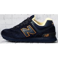 New Balance 574 Blue желтым с мехом