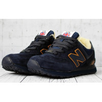 New Balance 574 Blue желтым с мехом