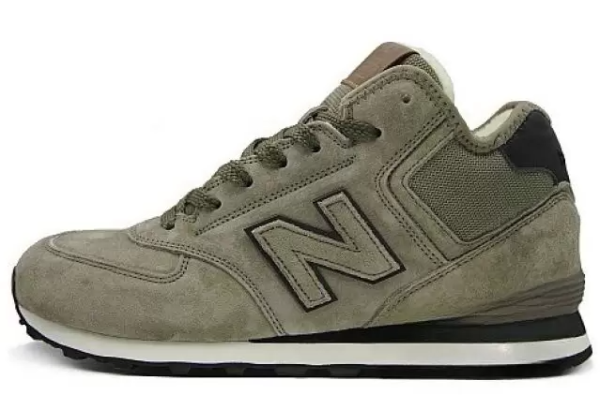 New Balance 574 Mid Gray Green с мехом